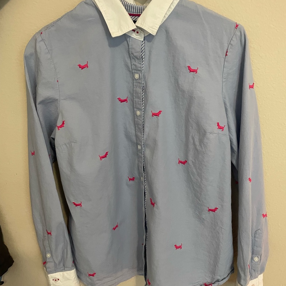 Tommy Hilfiger Blue Schnauzer Long Sleeve Button Down Shirt